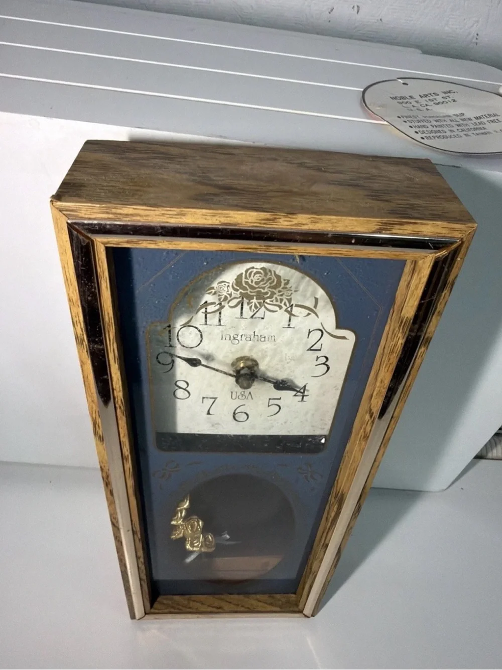 Gold and Blue Pendulum Wall Clock